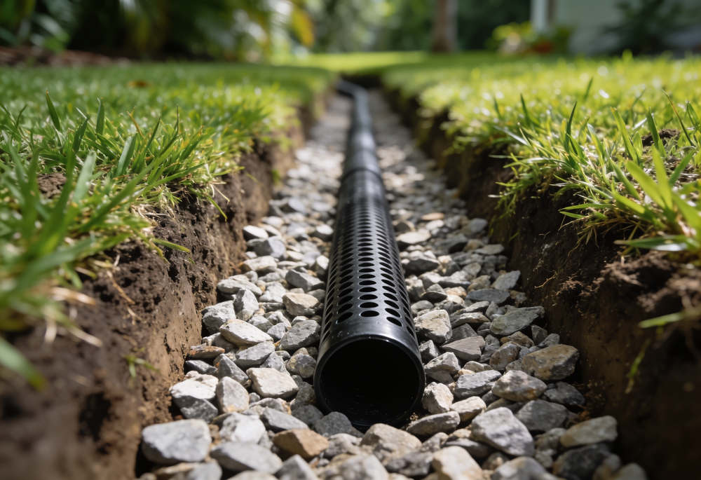 Standing Water Wrecking Your Orlando Yard? Why a Real French Drain Beats a DIY Downspout Fix